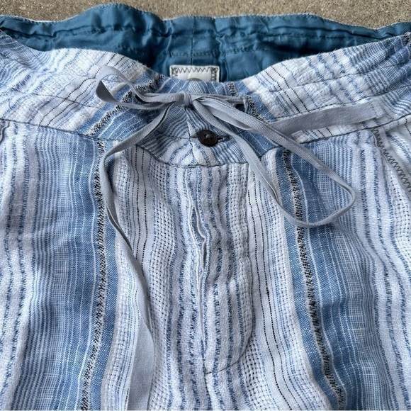 Anthropologie Tiny Striped Linen Flare Pants - Picture 4 of 8